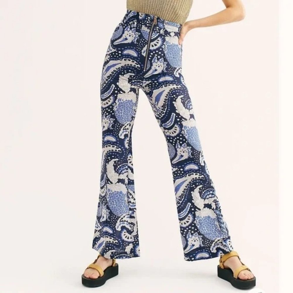 Alice McCall Paisley Flare Pants Size 4 Blue NWOT